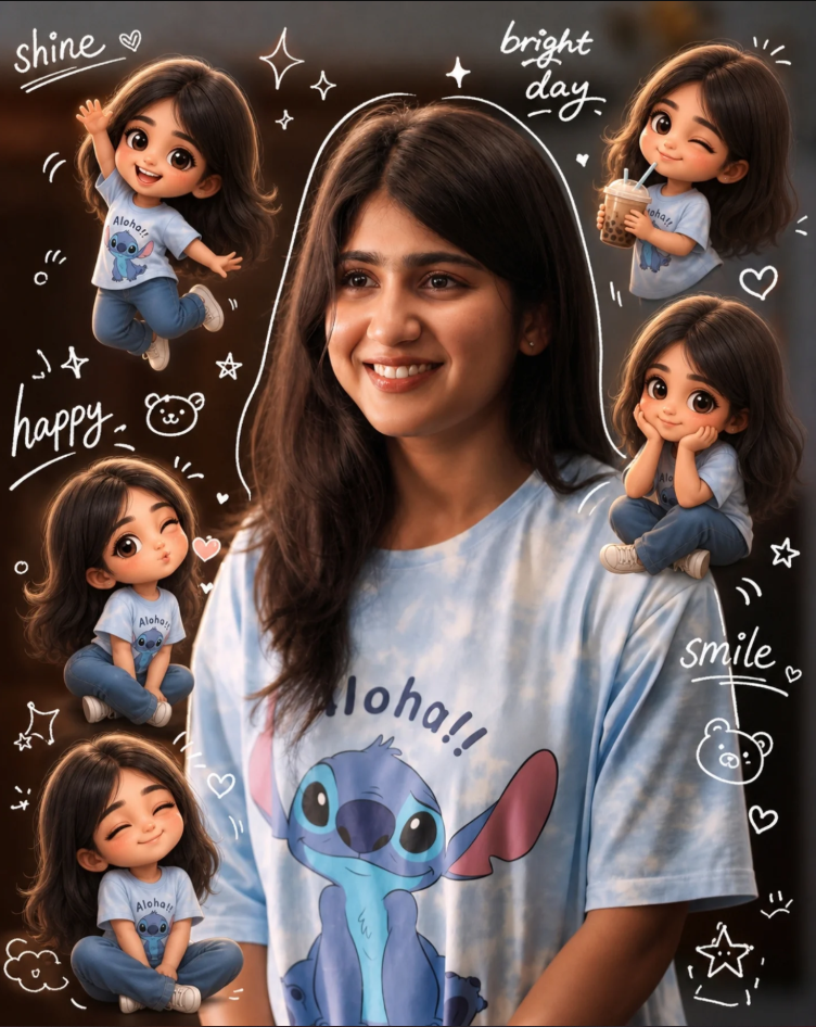 3D Chibi Photo Edit Prompt with Cute Doodles & Korean Aesthetic