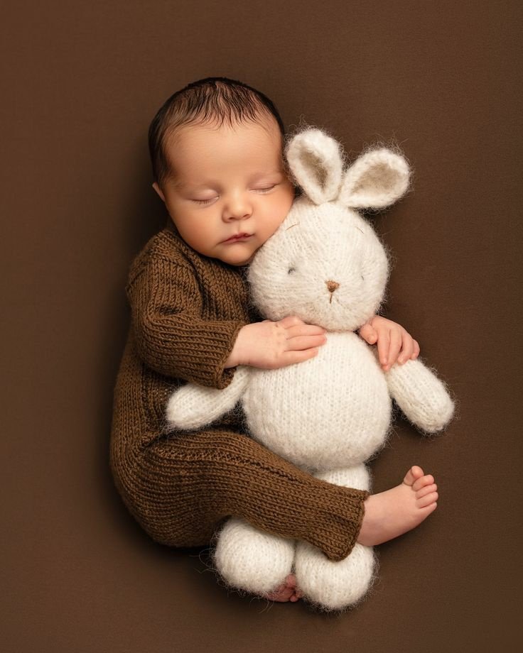 Newborn Baby Portrait with Bunny – Soft Cinematic AI Face Swap Prompt