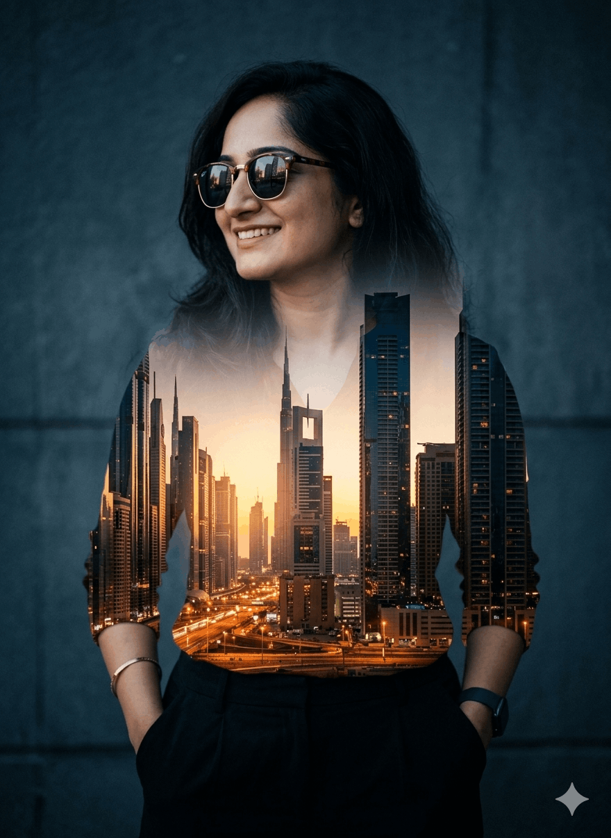 Cinematic Double Exposure City Portrait Effect