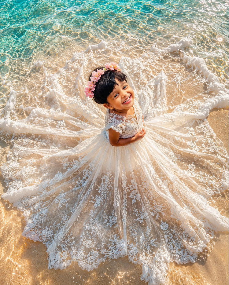 Dreamy Butterfly Beach Portrait AI Prompt