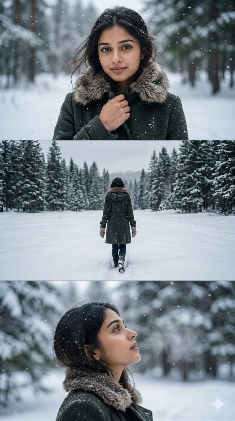Cinematic Winter Storytelling Portrait Collage