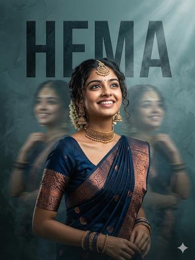 Cinematic South Indian Bridal Poster with Saree and Luxury Jewelry