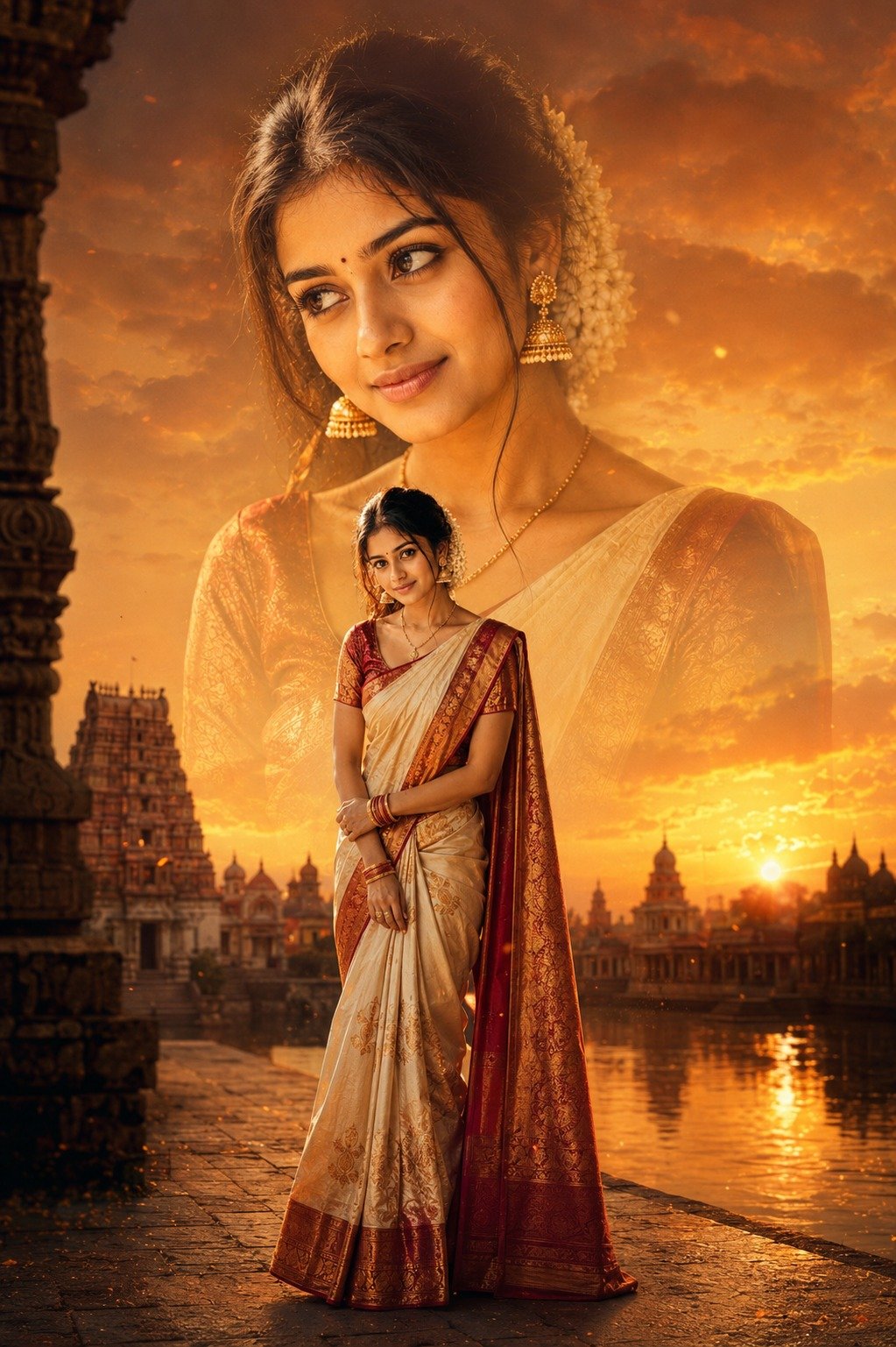 Cinematic Double Exposure Indian Heritage Portrait
