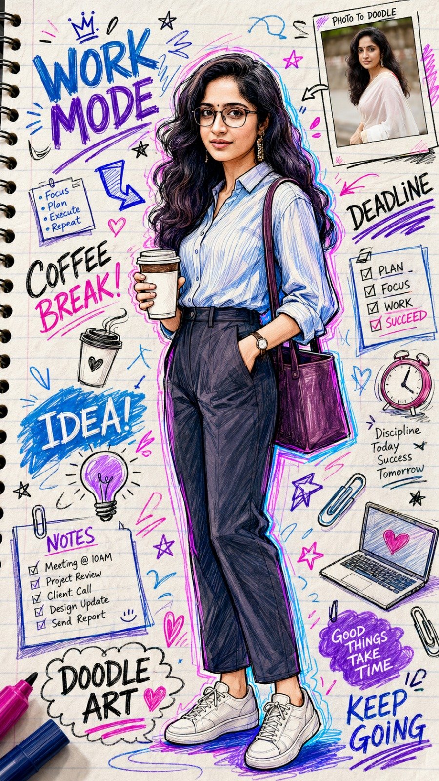 Creative Notebook Doodle Character Portrait