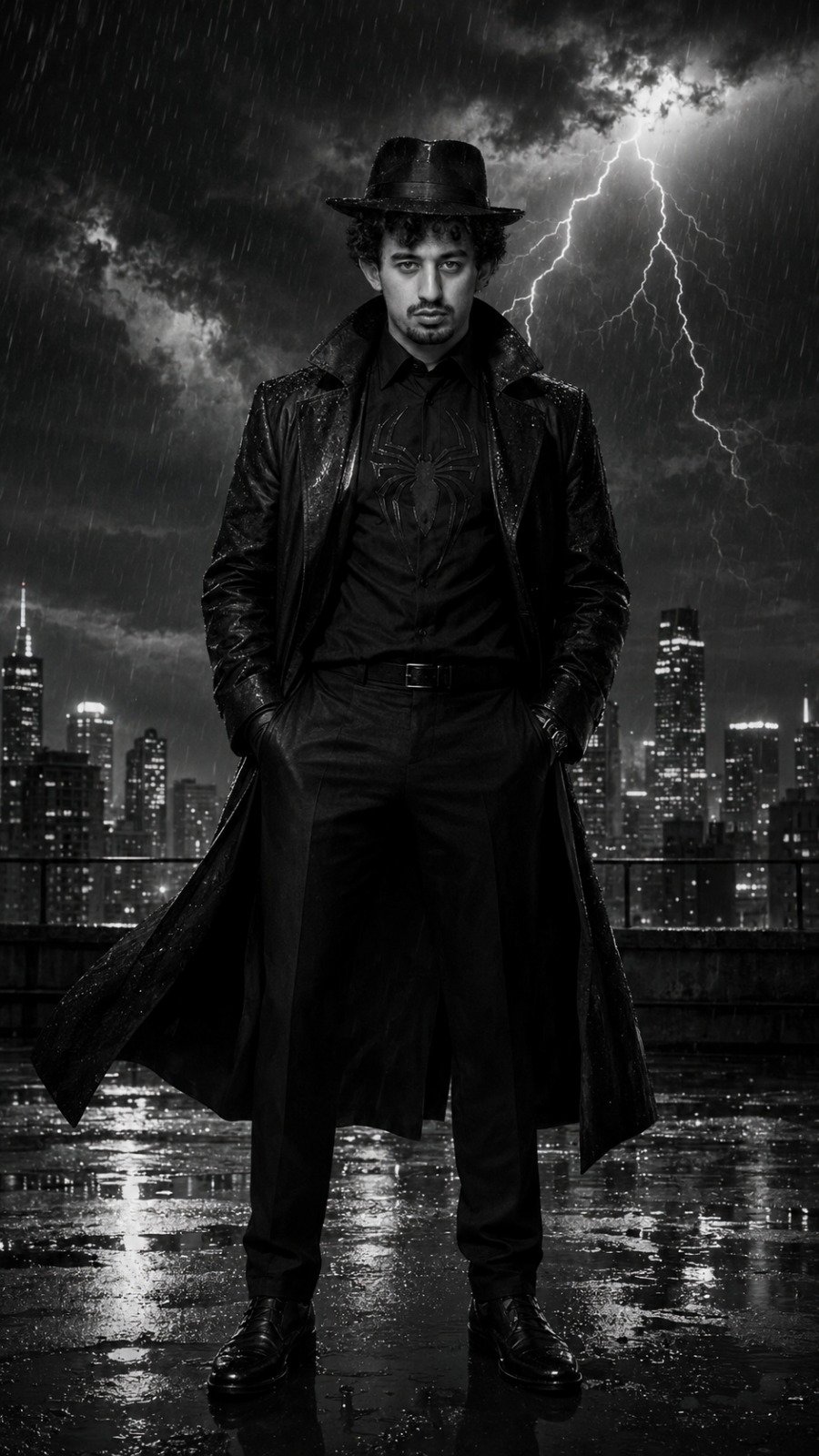 Dark Noir Rooftop Anti Hero Portrait