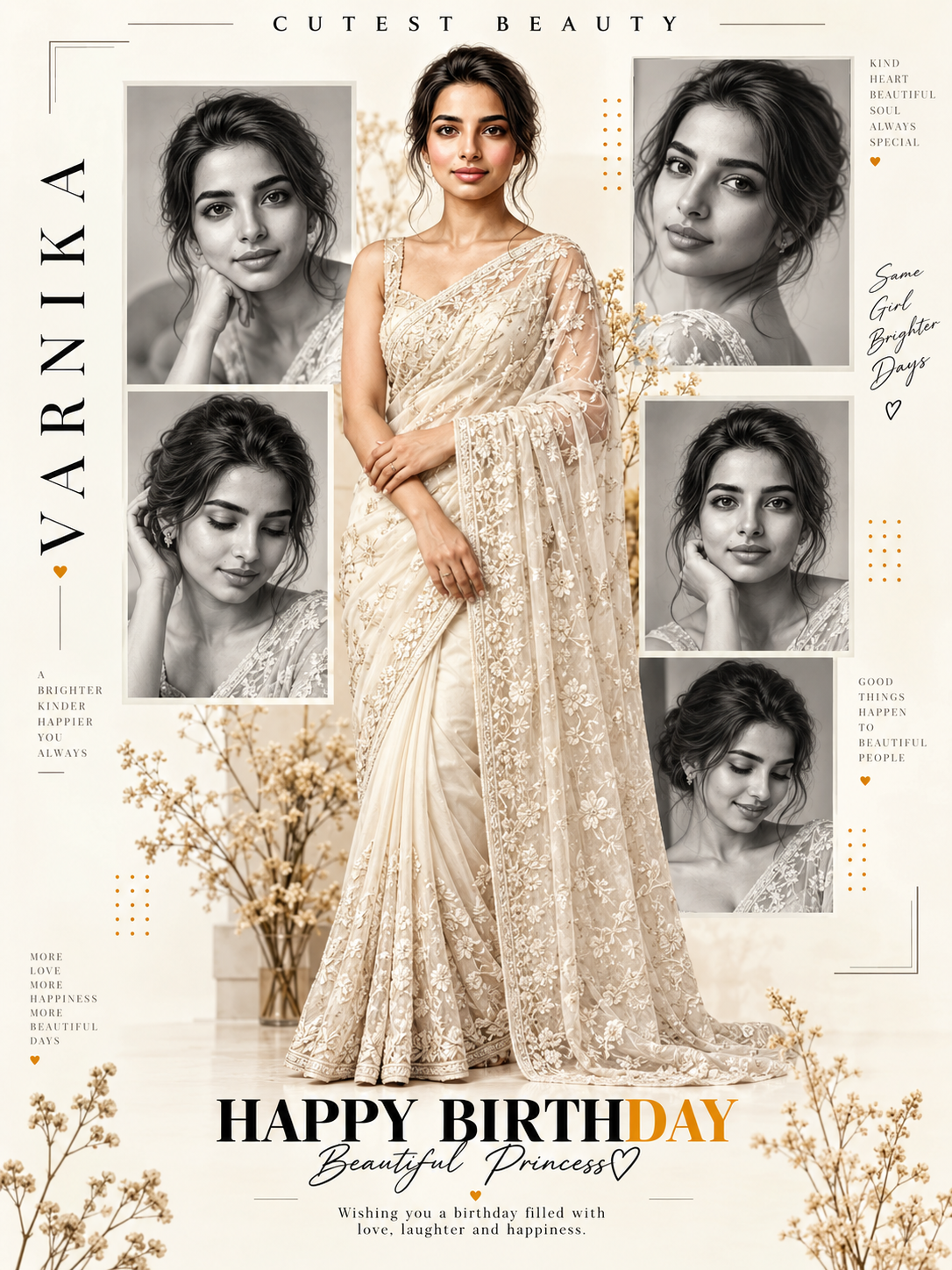 Elegant Birthday Poster – Cutest Beauty | Happy Birthday