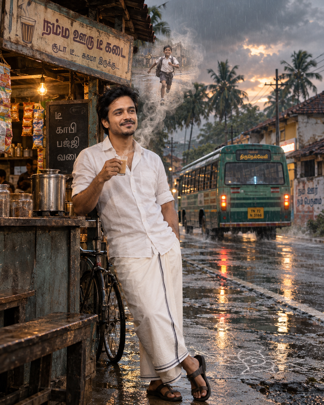 Nostalgic Rainy Evening at a Tamil Tea Shop