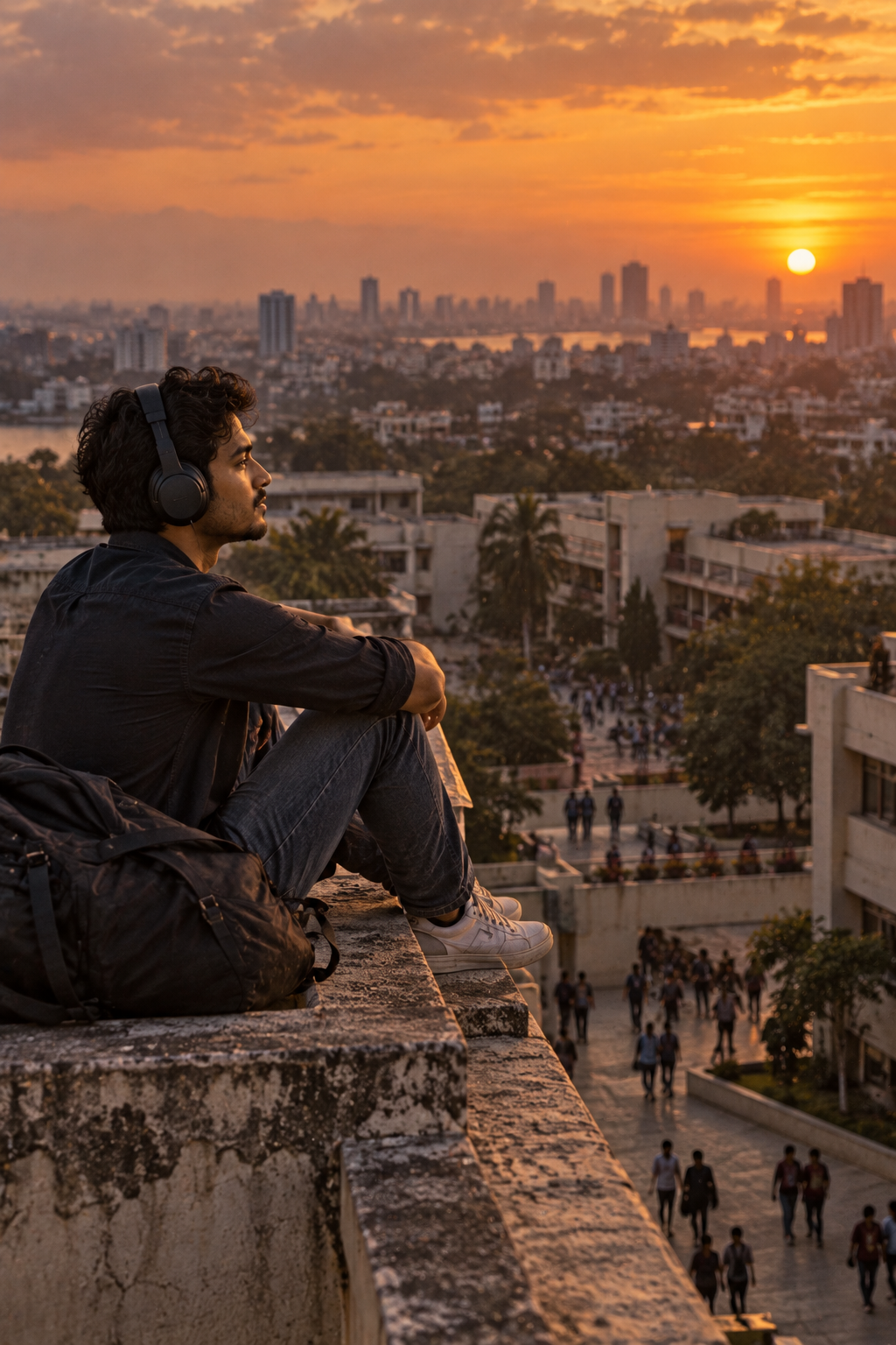 Tamil College Student at Sunset | Cinematic Rooftop Photography