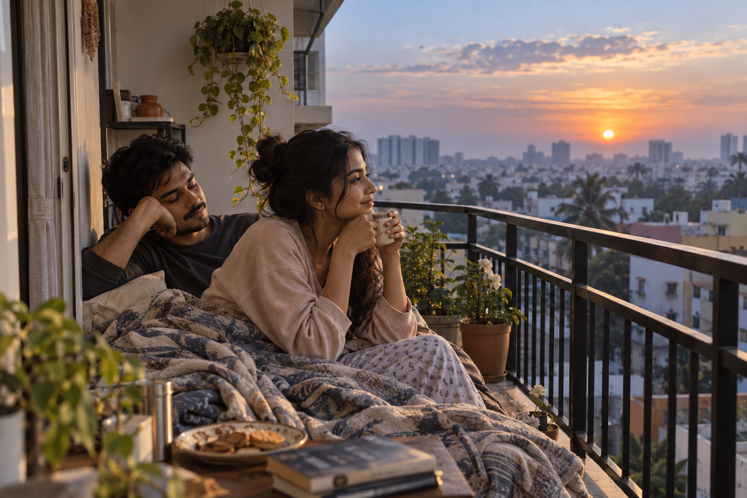 5:47 AM Love – Cinematic Indian Couple Sharing Morning Tea