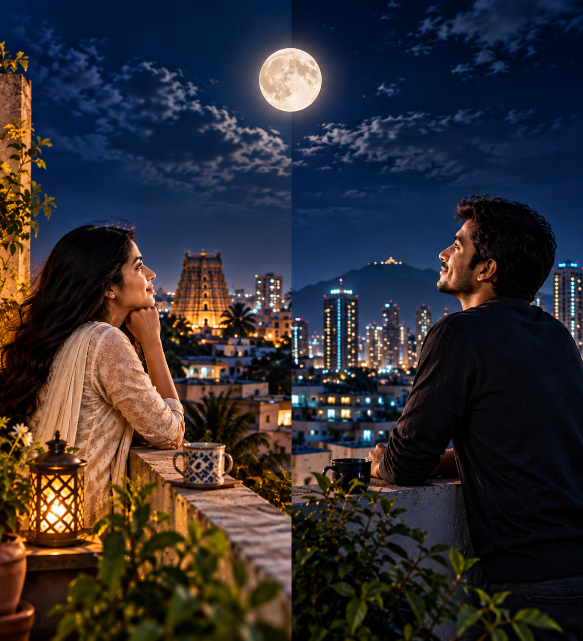 Same Moon, Different Cities – Cinematic Long-Distance Love